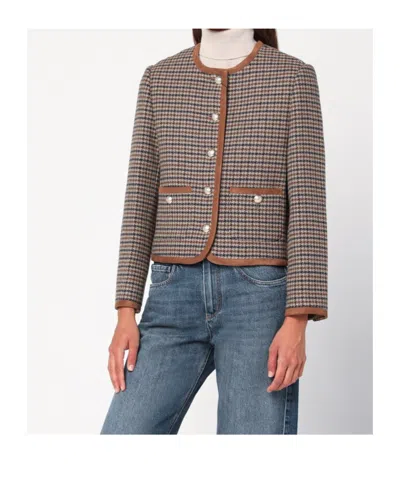 Dunst Beige Jacket With Button Closure And Front Pockets In Tweed Woman In Gray