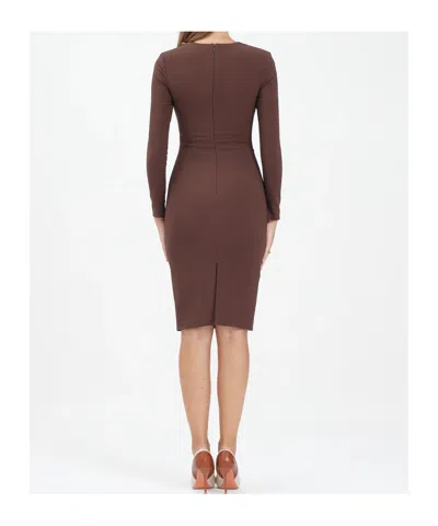 Elisabetta Franchi Midi Fit Dress In Brown