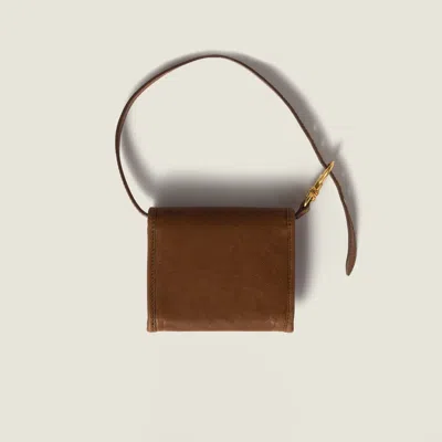 Miu Miu Nappa Leather Wallet With Shoulder Strap In Brown