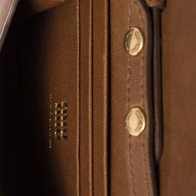 Miu Miu Nappa Leather Wallet With Shoulder Strap In Brown