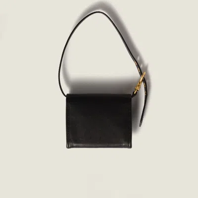 Miu Miu Nappa Leather Wallet With Shoulder Strap In Black