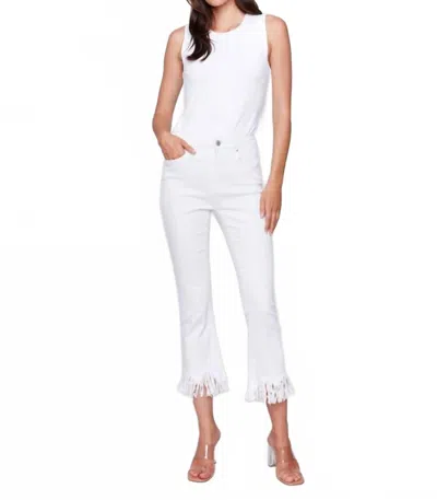 Charlie B Cropped Jeans With Fringed Hem In White In White
