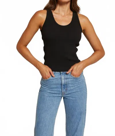 Perfectwhitetee Annie Ribbed Tank Top In Black