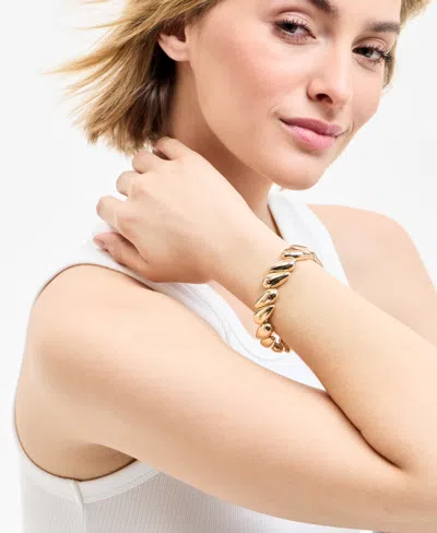 On 34th Gold-tone Puffy Teardrop Stretch Bracelet, Exclusively At Macy's In Gold
