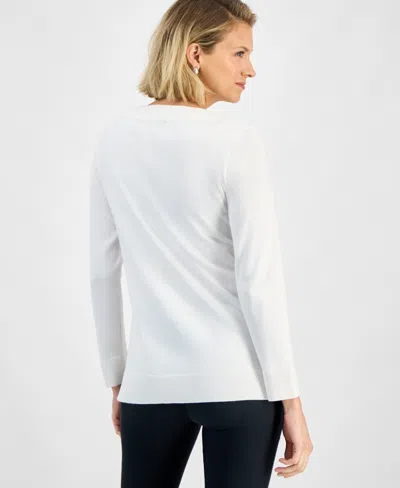 Jm Collection Petite Embellished Tunic Sweater, Macy's Exclusive In White