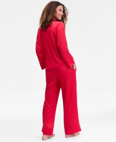 Inc International Concepts Women's 2-pc. Piped-trim Satin Pajamas Set, Created For Macy's In Red