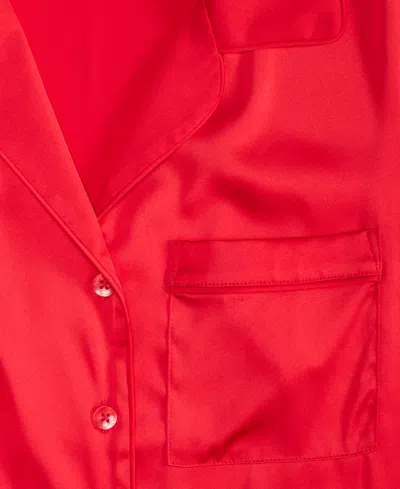 Inc International Concepts Women's 2-pc. Piped-trim Satin Pajamas Set, Created For Macy's In Red