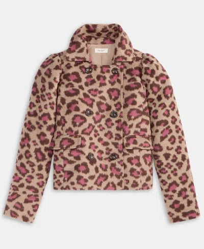 On 34th Women's Brushed Animal Print Shrunken Peacoat, Macy's Exclusive In Burgundy