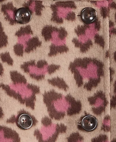On 34th Women's Brushed Animal Print Shrunken Peacoat, Macy's Exclusive In Burgundy