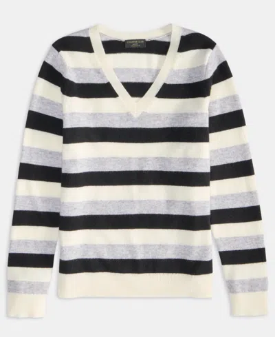 Charter Club 100% Cashmere Women's V-neck Long-sleeve Sweater, Macy's Exclusive In Black