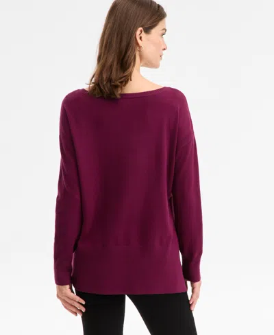 Inc International Concepts Womens Everyday Sweater Tunic P Xs Xxl Macys Exclusive In Burgundy