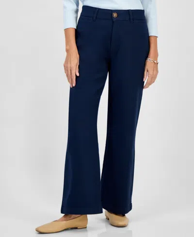 Style & Co Petite Mid Rise Wide-leg Pants, Macy's Exclusive In Blue