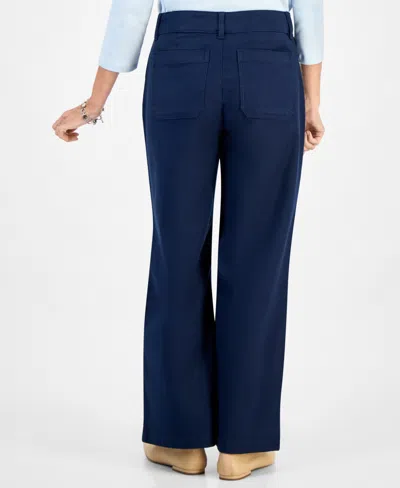 Style & Co Petite Mid Rise Wide-leg Pants, Macy's Exclusive In Blue