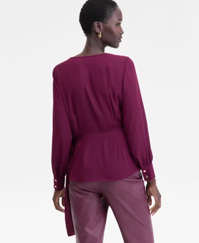 Inc International Concepts Womens Asymmetric Tie Surplice Top Xs 3x Macys Exclusive In Purple