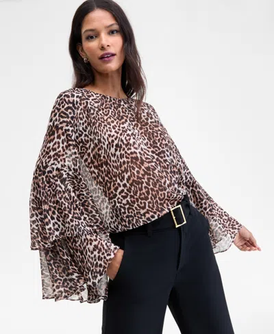 Inc International Concepts Women's Ruffle-trim Bell-sleeve Blouse, Macy's Exclusive In Multi