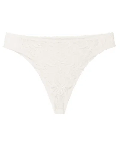 Natori Persuasion Stretch Lace Minimal Rear Coverage Thong In White