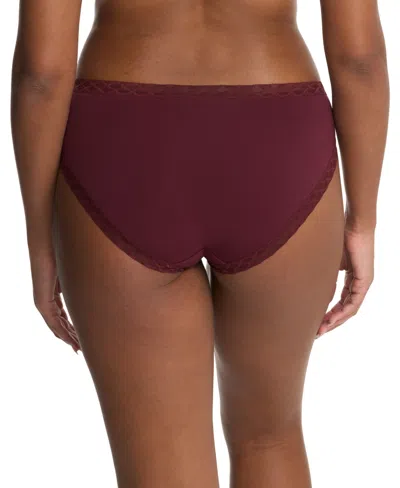 Natori Bliss Lace-trim Cotton French-cut Brief Underwear 152058 In Burgundy