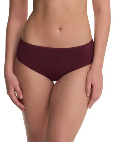 Natori Bliss Bare Cotton Hipster Briefs In Burgundy
