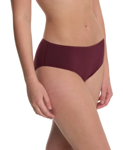 Natori Bliss Bare Cotton Hipster Briefs In Burgundy