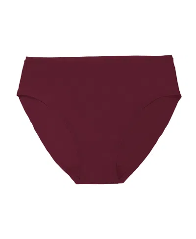 Natori Bliss Bare Cotton Hipster Briefs In Burgundy