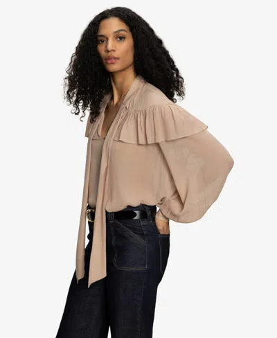 Sanctuary Fade Into You Ruffle Blouse In Brown
