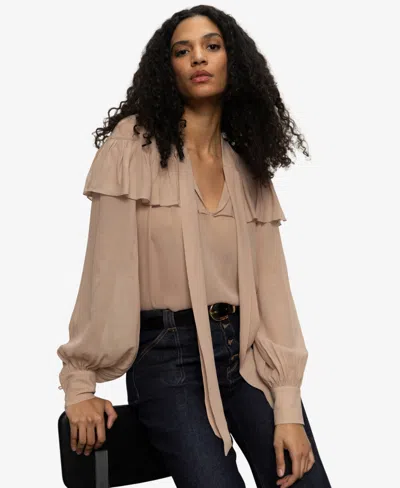 Sanctuary Fade Into You Ruffle Blouse In Brown