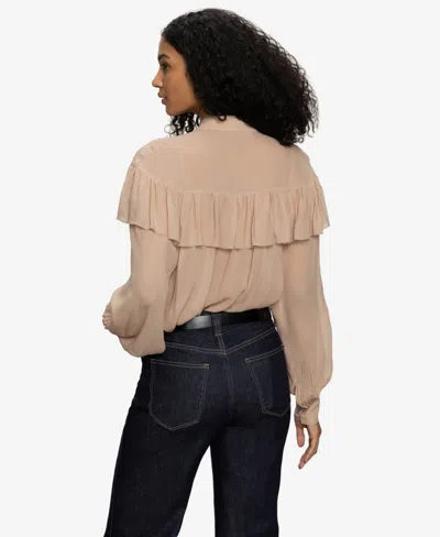 Sanctuary Fade Into You Ruffle Blouse In Brown