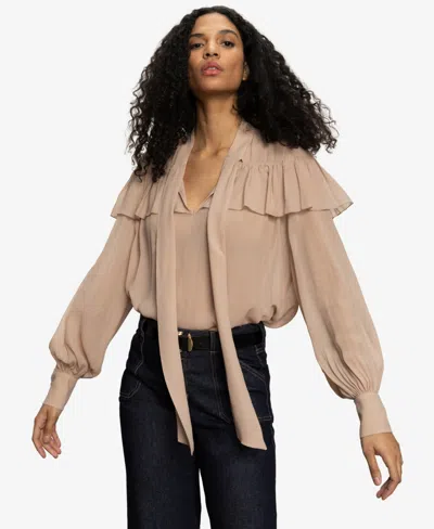 Sanctuary Fade Into You Ruffle Blouse In Brown