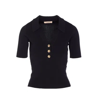 Twinset Pull Polo Avec Boutons Bijoux In Black