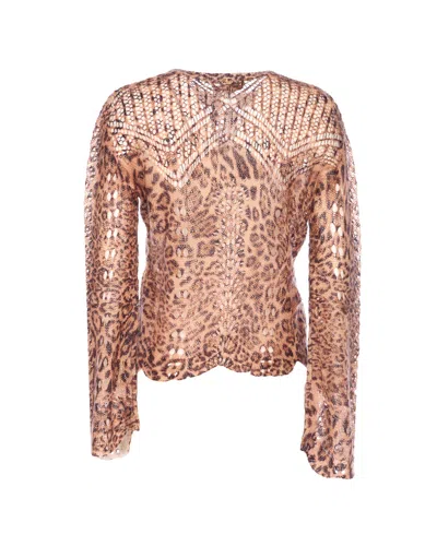 Twinset Sweaters Brown In Animal Print