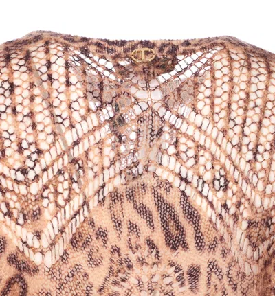 Twinset Sweaters Brown In Animal Print