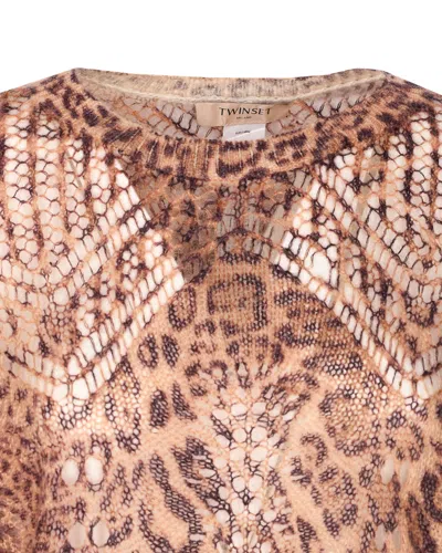 Twinset Sweaters Brown In Animal Print