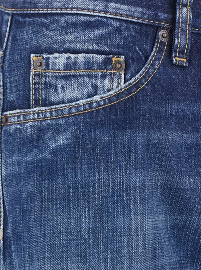 Dsquared2 The American Blue Jeans With Logo Patch On The Rear And Faded Effect In Denim Man In Blue