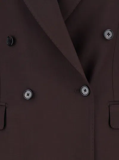 Tagliatore Double-breasted Notched Suit In Brown