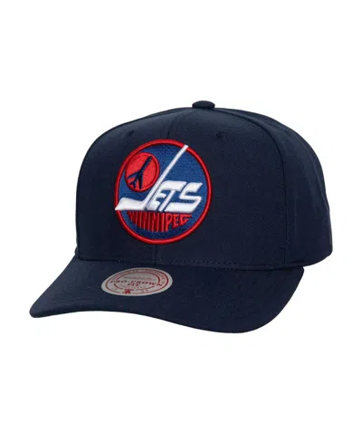 Mitchell & Ness Navy Winnipeg Jets Core Team Ground Pro Adjustable Hat In Blue