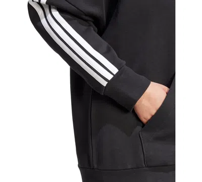 Adidas Originals Women's 3-stripe Fleece Full Zip Hoodie In Black