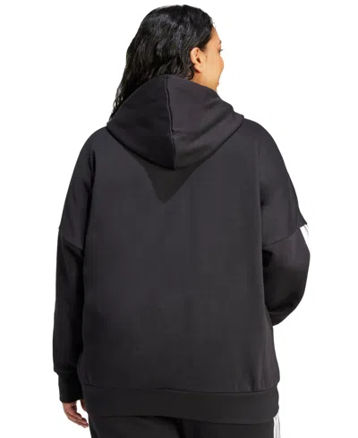 Adidas Originals Women's 3-stripe Fleece Full Zip Hoodie In Black