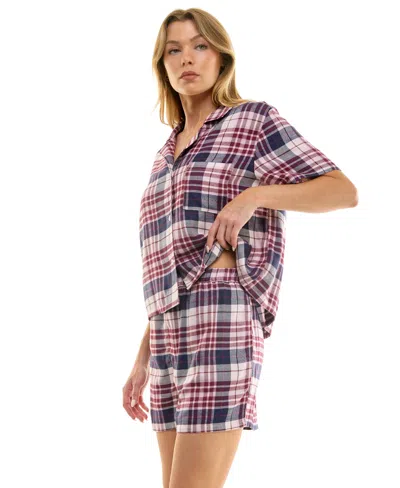 Roudelain Women's 2-piece Boxy Notch Collar Top With Boxer Shorts Set In Multi