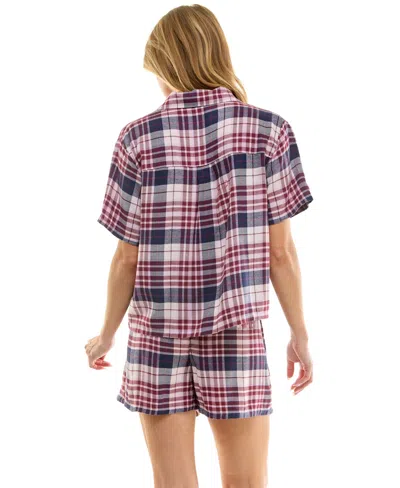 Roudelain Women's 2-piece Boxy Notch Collar Top With Boxer Shorts Set In Multi