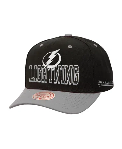 Mitchell & Ness Black/gray Tampa Bay Lightning Backside Script Two-tone Pro Crown Adjustable Hat In Black