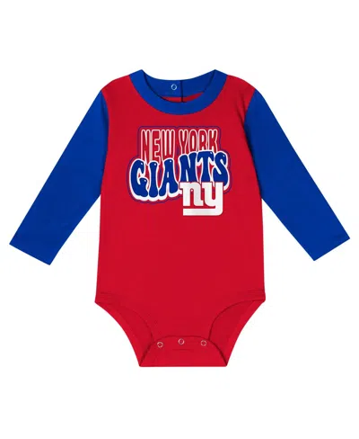 Outerstuff Baby Boys And Girls 2-piece New York Giants Double Up Long Sleeve Bodysuit And Pants Set In Multi