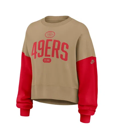 Nike Tan San Francisco 49ers Oversized Rewind Pullover Sweatshirt In Brown