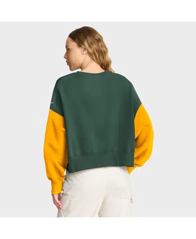 Nike Green Green Bay Packers Oversized Color-block Pullover Sweatshirt In Green