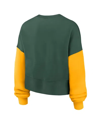 Nike Green Green Bay Packers Oversized Color-block Pullover Sweatshirt In Green