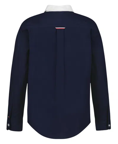 Tommy Hilfiger Boys 2t-7 Chest Flag Point Collar Shirt In Blue