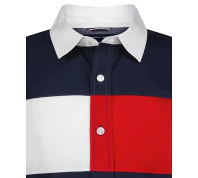 Tommy Hilfiger Boys 2t-7 Chest Flag Point Collar Shirt In Blue
