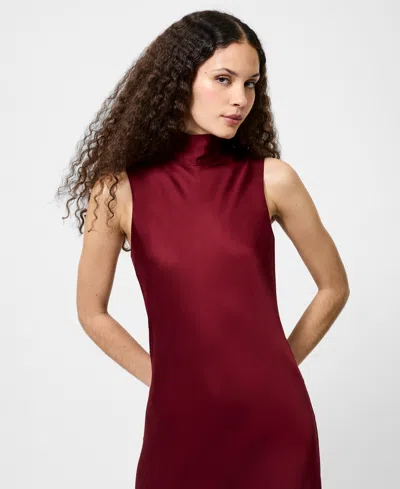 French Connection Ennis Satin Maxi Dress In Burgundy