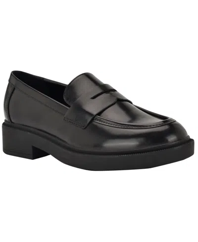 Calvin Klein Women's Otinya Almond Toe Penny Loafers In Black