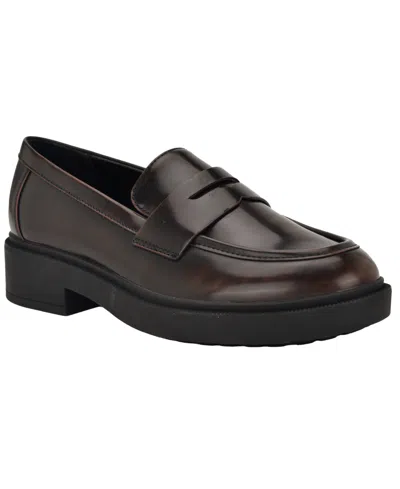 Calvin Klein Women's Grant Lug Sole Penny Loafers In Brown