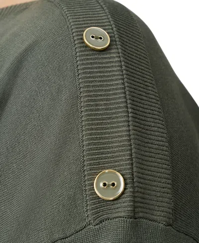 Melissa Paige Plus Size Button-trim Drop-shoulder Sweater In Green